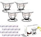 Luvan 7oz Butter Warmers for Seafood with 20 Tealight,4Pcs Ceramic Butter Warmers Set for Chocolate Butter Cheese,Ceramic Bowl Oven Microware Dishwasher Safe,Perfect for family dip Fruit,Dessert,Snack