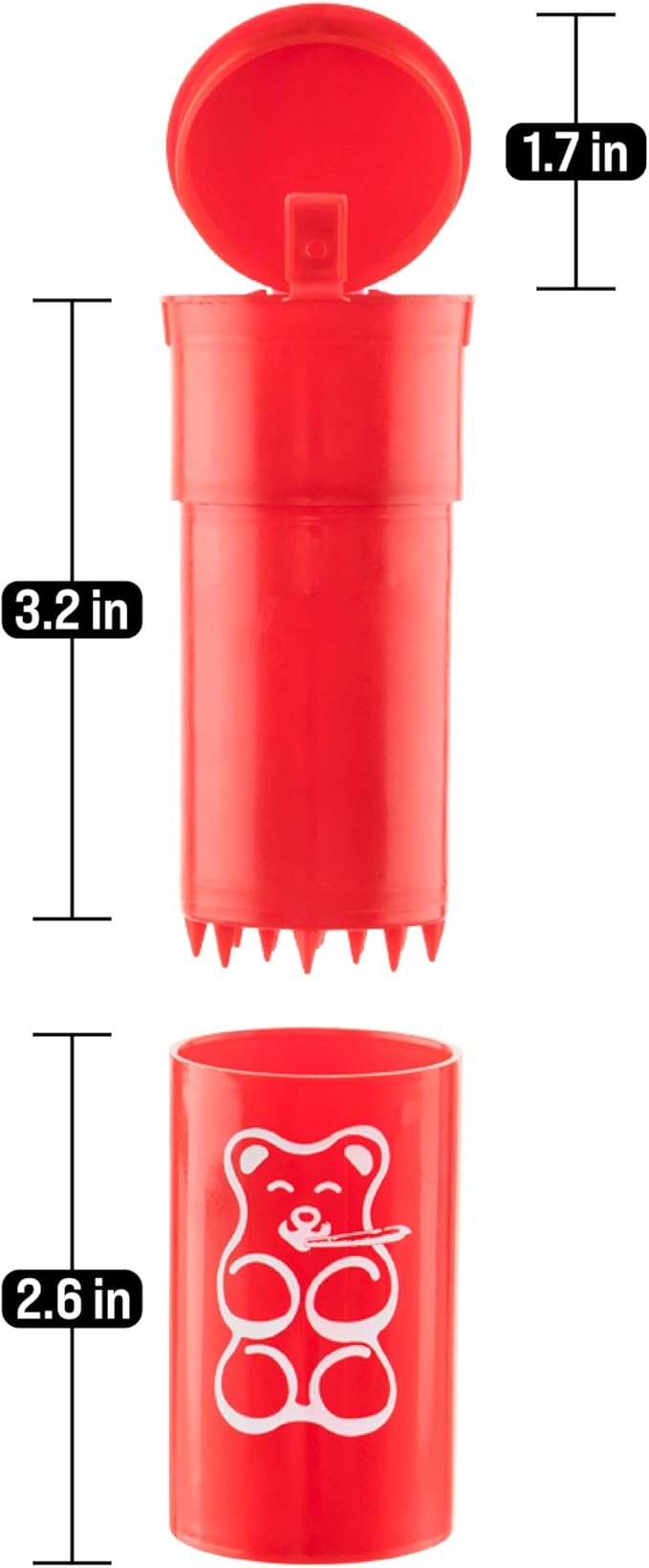 EZ SPLITZ Cap & Crusher - 2-in-1 Herb Grinder with Extra Large Storage - Pop Art Edition (Red)