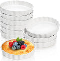 Foraineam 10 Pack 8 oz Creme Brulee Ramekins, 6 Inch Round Fluted Quiche Dishes, Porcelain Pie Pan Shallow Baking Dish Oven Safe for Baking Souffle, Apple Pie, Quiche, Tart