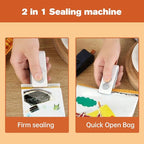 Mini Bag Sealer, 2026 New 2 in 1 Magnetic Food Sealer, USB Rechargeable Chip Bag Sealer Heat Seal Tool, Portable Handheld Snack Sealer Bag Sealing Machine for Snacks and Vegetables (Black+White)