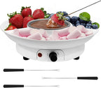 Fondue Pot Electric Set for Chocolate and Nacho Cheese, Chocolate Fondue Kit with Dipping Forks, Temperature Control, 9-ounce Detachable Bowl, Gift Set Date Night Idea Movie Night Game Night Gift Set