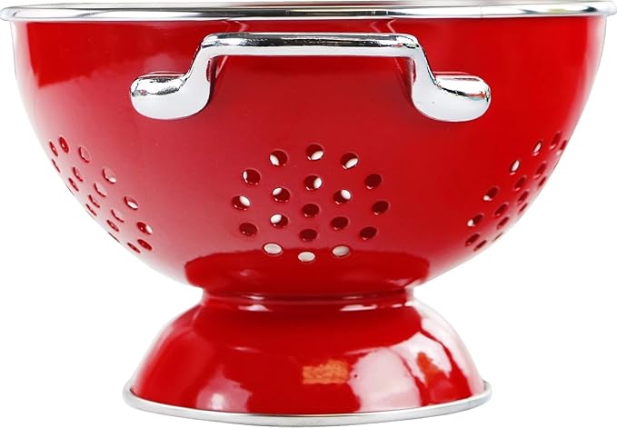 Calypso Basics by Reston Lloyd Powder Coated Enameled Colander, 5 Quart, Red