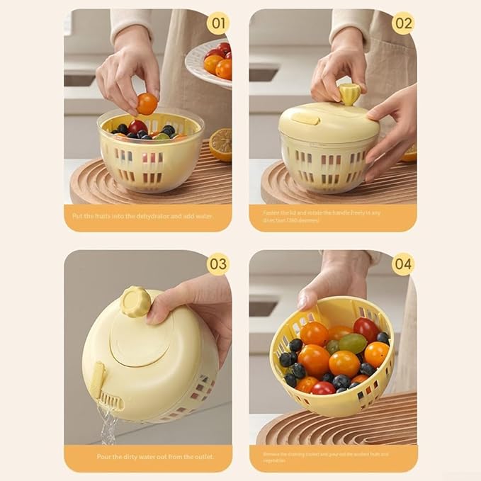 Simple Operation Salad Spinner for Efficiently Washing Your Favorite Vegetables (yellow)