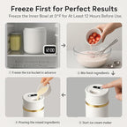 USB-C Rechargeable Portable Ice Cream Maker 0.4 Qt,Cordless Gelato, Sorbet & Frozen Yogurt Machine, Mini Homemade Dessert Maker for Couples, Dorm Kitchens & RVs, Gift-Ready in 15–30 Minutes(Gold)