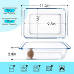 NUTRIUPS 2.4QT Rectangular Deep Glass Baking Dish, Glass Baking Pan for Oven, Clear Bakeware Deep Casserole Dish(2.4QT)
