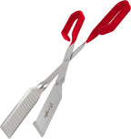 Shark BBQ Grill Tongs for Steaks - 2-Pack Gift Set - 17" & 13" Professional Kitchen and Outdoor Grilling Utensil Set (Red)