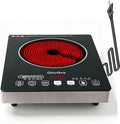Portable Infrared Burner 2000W Electric Burner with 3 Hours Timer-Electric Hot Plate Touch Control Panel Adjustable Heating Power Glass Plate Electric Cooktop for Cooking (Black 2)