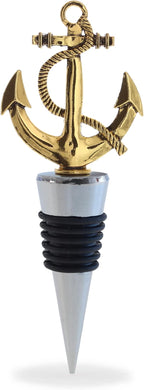 Cheers Gold Anchor Metal Wine Stopper - Elegant Vacuum Seal Reusable Nautical Ship Anchor Wine Bottle Stopper Airtight Leak Proof Bottle Topper Cork Plug, Home Decor & Bar Tool Accessory Unique Gift