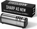 Narcissus Knife Sharpener, Professional 2 Stage Electric Knife Sharpener for Quick Sharpening & Polishing, with Scissors Sharpener and Metal Dust Collection Box, Stainless Steel, Silver