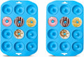 2pcs Silicone Donut Pan, 12 Holes Mini Donuts Mold Heat Resistant, Silicone Donut Molds for baking, Mini Baking Mold for baking delicious donuts, Non-stick Bottom, Easy to Clean