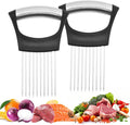 Onion Holder for Slicing, Stainless Steel Onion Slicing Rack, 2026 Upgraded Slicer, Lemon Slicer Vegetable Cutter, Home Kitchen Tools, Fruit, Lemon Slice Aids (Square-2pcs)
