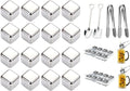 16-Piece Stainless Steel Ice Cubes, Whiskey Stones, Reusable Wine Stones, Silver, Drink Accessory, Bar Tool Set