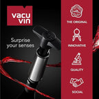 Vacu Vin Wine Saver Pump Gray with Vacuum Wine Stopper - Keep Your Wine Fresh for up to 10 Days - 1 Pump 8 Stoppers - Reusable - Made in the Netherlands