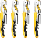 4 Pieces Professional Waiter Corkscrew Wine Openers, Yellow Wine Keys Opener Stainless Steel Hinges Serrated Foil Cutter for Restaurant Waiters, Sommelier, Bartenders (Yellow)