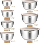 Wildone Mixing Bowls with Airtight Lids, 27 PCS Stainless Steel Nesting Bowls, with 3 Grater Attachments, Scale Mark & Non-Slip Bottom, Size 5, 4, 3, 2, 1.5, 1, 0.63QT, Ideal for Mixing & Prepping