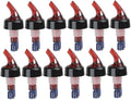 Soro Essentials- 3/4 oz. Automatic Measured Bottle Pourer with Red Spout and Black Collar Plastic Set of 12- Quick Shot Measure Pourer for Drinks Wine Cocktail Home Bar Kitchen Tools
