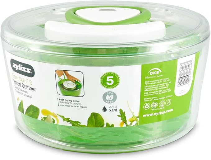 Zyliss E940011 Easy Spin 2 Salad Spinner-Small Green, Plastic