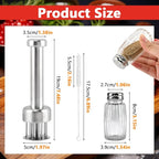 Stainless Steel Meat Tenderizer Tool, 21 Sharp Needles, Chicken Meat Tenderizer, Tenderizing Steak, Beef, Chicken, Pork, Barbecue, Marinating Prep Tool, with Cleaning Brush and Seasoning Jars