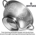 Whysko 3 Pack Stainless Steel Colanders with Handles - 5 Qt, 3 Qt, 1 Qt - Durable Colander for Kitchen Strainers and Colanders Set - Ideal Metal Colander for Pasta, Vegetables, Food Prep