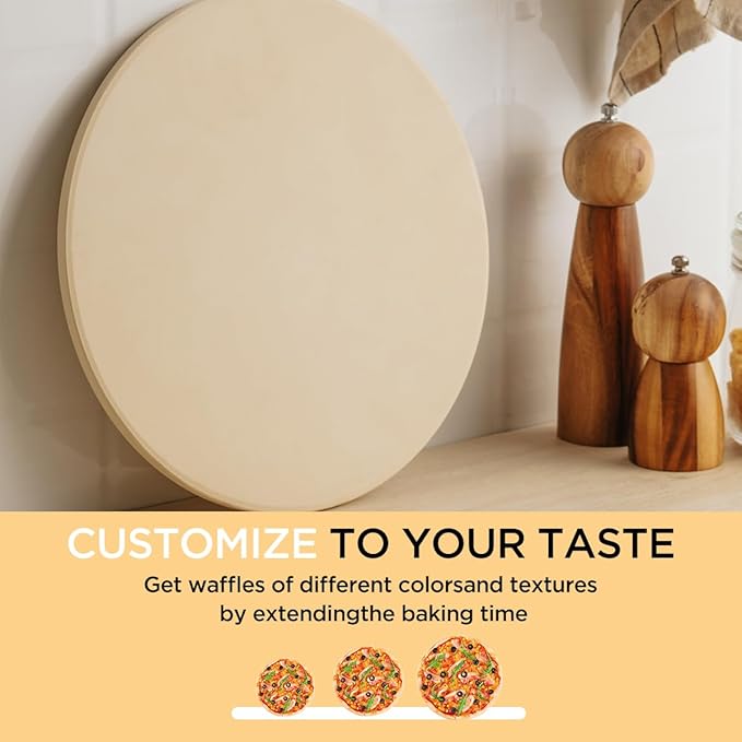 Pizza Stone for Oven and Grill, Heavy Duty Cordierite Baking Pan, Round Baking Stone for Bread, Cookie, 14 Inch