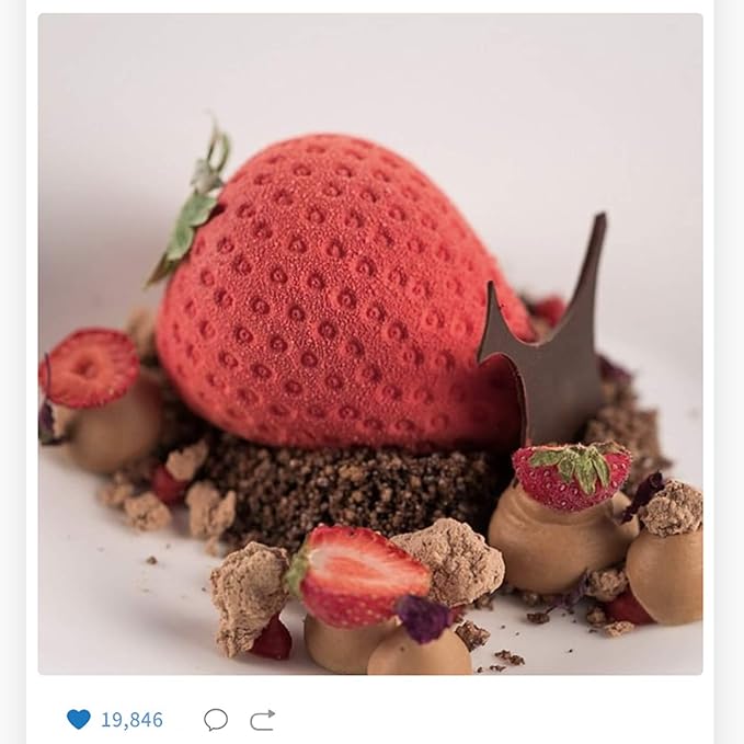 OCPO KITCHEN 3D Strawberry Silicone Mold for Baking Mousse Cake, Fruit Dessert, Pastry, Chocolate, Pudding, Ice Cream, Cake Decoration Mold, Strawberry Shape (15 Cavity)