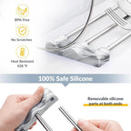 Tomorotec Adjustable Over-The-Sink Kitchen Rack for Dishcloths, Sponges, Bottles and Brushes - Heat-Resistant Stainless Steel with Slim, Expandable Design and Multifunctional Silicone Holder (Marble)