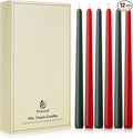 12-Inch Tall Dripless Taper Candles Set of 12 - Red and Green Tapered Candles, Perfect for Christmas - Smokeless, Unscented, Long Burning - Hand Poured, Colored Tall Candlesticks - Christmas