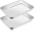 2 Pack Baking Sheet, 6.9 x 9.2 x1 Inch Stainless Steel Cookie Sheet, Toaster Oven Tray Pans, Heavy Duty Baking Pans for Kitchen, Bakings Tray for Oven, Easy Clean & Dishwasher Safe