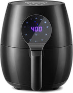 Elite Gourmet EAF5317D Digital 5.3Qt Hot Air Fryer 7 Menu Functions 1350W Oil-Less Healthy Cooker, Timer & Temperature Controls, PFOA/PTFE Free, Black