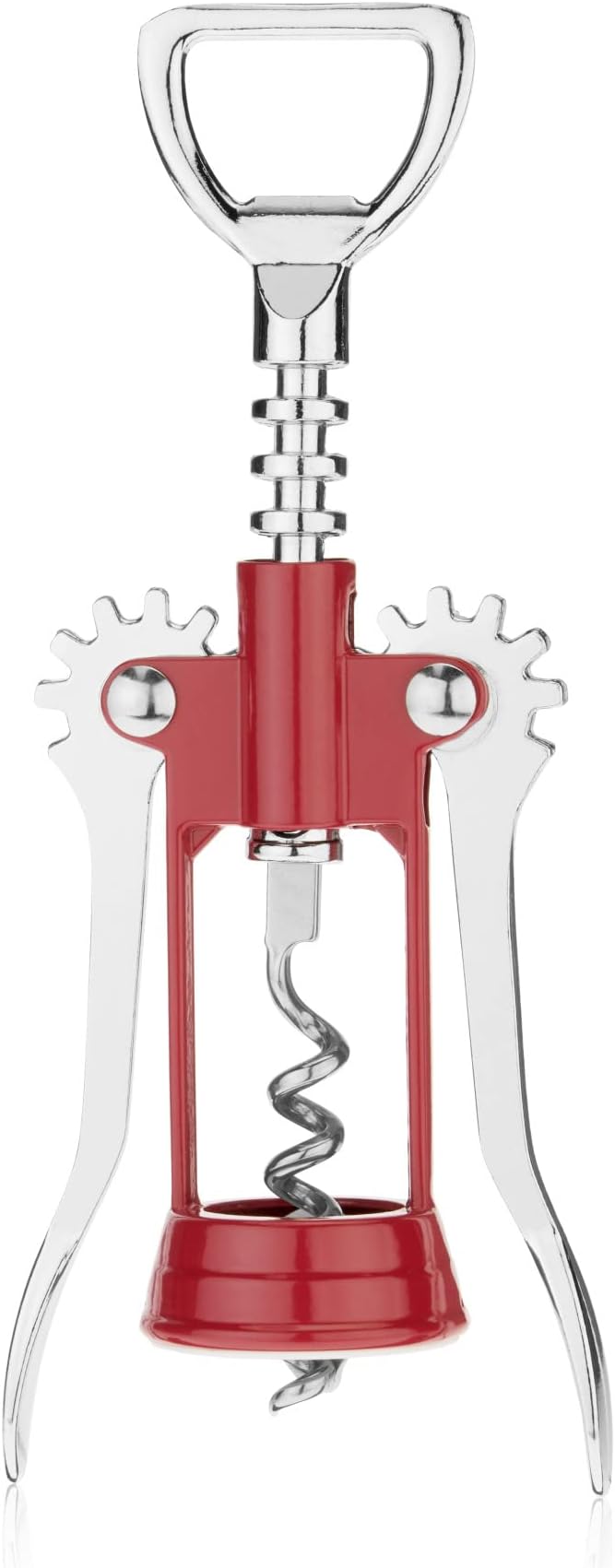 True Soar Winged Corkscrew Wine Opener Manual, Heavy Duty Stainless Steel Cork Openers in Chrome Finish, Home Bar Accessories Bar Tools, Set of 1 Red