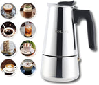 YOLIFE Mini Stovetop Espresso Maker, Induction Small Moka Pot for Italian Coffee, Cappuccino and Latte, Stainless Steel,4 Espresso Cup (1 Cup= 50ml) (200ml / 7oz)