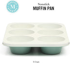 Martha Stewart Gallen 6 Cup Nonstick Carbon Steel Muffin and Cupcake Pan - Teal Durable Bakeware for Muffins, Cupcakes & Mini Cakes