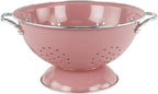 Reston Lloyd, 3 Quart Powder Coated Steel Kitchen Strainer Basket for draining Pasta, Vegetable and Fruit, Chrome Handles and Wide Stable Base, Pink