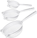 Skyley 3 Pcs Plastic Nylon Mesh Strainer Colander with Handle Double Ear Fine Food Mesh Strainer Flour Sifter for Baking Kitchen Colander Sifter Tea Juice Pasta (5 Inch, 7 Inch, 8.5 Inch)
