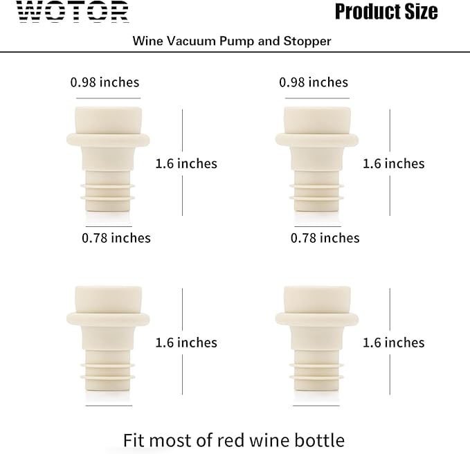 WOTOR Wine Stoppers Vacuum, Wine Saver, Wine Pump Vacuum Stoppers, Wine Preserver, Reusable Bottle Sealer Keeps Wine Fresh (Cream, 24 Pieces)