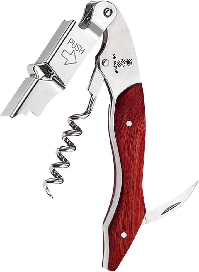 Professional Waiter Corkscrew Wine Opener – Stainless Steel Wine Key with Foil Cutter & Bottle Opener, Heavy Duty Sommelier Tool for Bartenders & Wine Lovers, 2 Pack