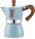 Espresso Maker Stovetop, Moka Pot 3 Cups, Espresso Pot Classic Italian Coffee Maker,Single Safety Valve (Blue, 3 Cup)