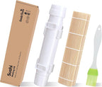 SmileTools Sushi Making Kit, Sushi Roller, Sushi Bazooka, Sushi Maker, Bamboo Sushi Rolling Mat For Beginners (White)