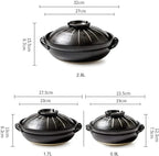 Round Casserole Dish Heat-Resistant Ceramic Casserole With Lid Soup Pot With Soup Pot Oil-Free Saucepan Japanese Donabe Hot Pot With Brushstroke Saucepan With Slow Stew W,A-2.8L