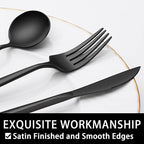 60-Piece 12 Setting Black Silverware, Food-Grade Stainless Steel Flatware Cutlery Set for Home, Office, Restaurant, Hotel