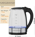 MEGAWISE 1.8L Electric Kettle CX-817 - Fast Boil, Auto Shut-Off, Boil-Dry Protection, (1.8L)