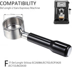 51mm Bottomless Portafilter 2 Ears for Delonghi ECP3420/BCO430/EC260 | Stainless Steel Filter Basket and ABS Handle