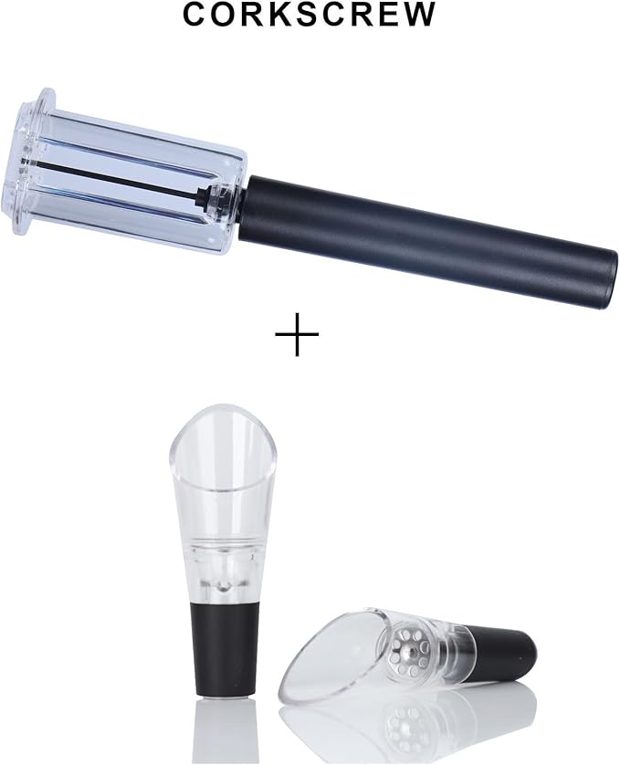 Air Pressure Pump Bottle Opener With Wine Pour Spout,Funny And Effortlessly Wine Opener+Efficient And Lightweight Wine Aerator Pourers,Great For Wine Lovers, Black (3)