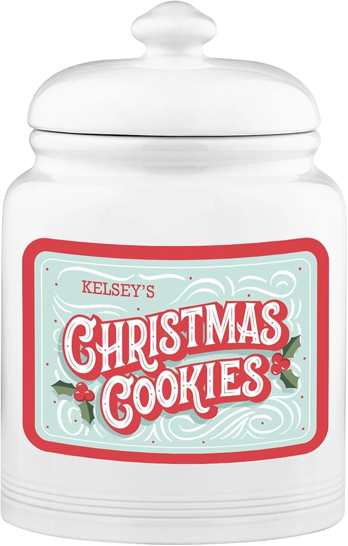 Let's Make Memories Personalized Christmas Cookie Jar - For Her - Kitchen Christmas Décor