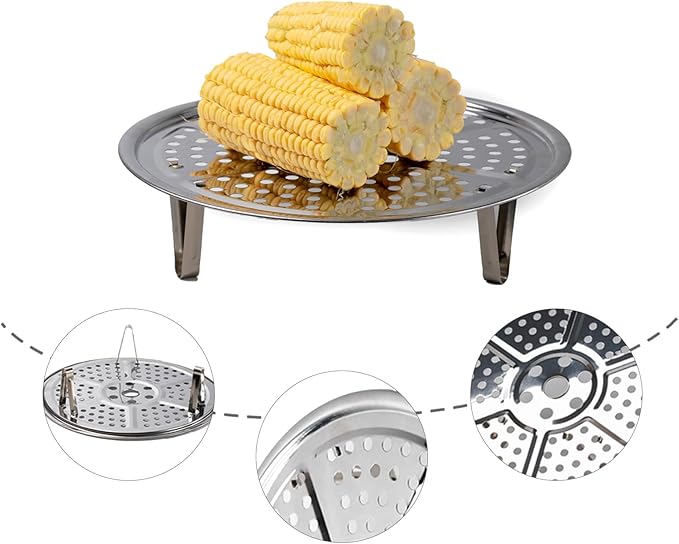 Steamer Rack, Premium Stainless Steel Steamers Rack with Removable Stand, 8.7 Inches Pot Steaming Tray for Steamer Cookware Instant Pressure Cooker