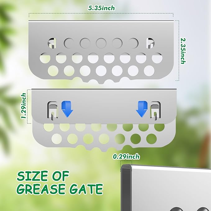 BBQ Tider Griddle Blocker Grease Gate for Blackstone Cooking Tools, 2Pack Grilling Goalie Bbq Mesh Screen Compatible with Many Griddle Accessories(Not For Old-style Long Hook 17" and 22" Blackstone)
