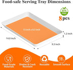 SpaceTrove 8-Pack Serving Tray Set, Reusable Plastic Serving Platter for Party Supplies, Entertaining, Grilling Accessories, Stackable Kitchen Snack Box Container for Dessert, Fruit, Cookie, (White)
