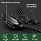JUNLIN 49 Pieces Black Silverware Set with Steak Knives, Stainless Steel Silverware with Organizer Flatware Utensils Set for 8, Forks and Spoons Silverware Set Cutlery Set