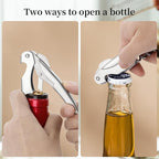 Sleek Waiter’s Corkscrew by ELMWAY - Stainless Steel Manual Wine Opener with Foil Cutter & Beer Bottle Opener, Durable Wine Key with Genuine Leather Case & Gift Box for Wine Lover