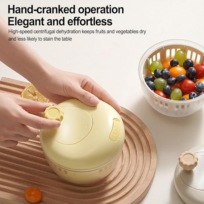 Simple Operation Salad Spinner for Efficiently Washing Your Favorite Vegetables (yellow)
